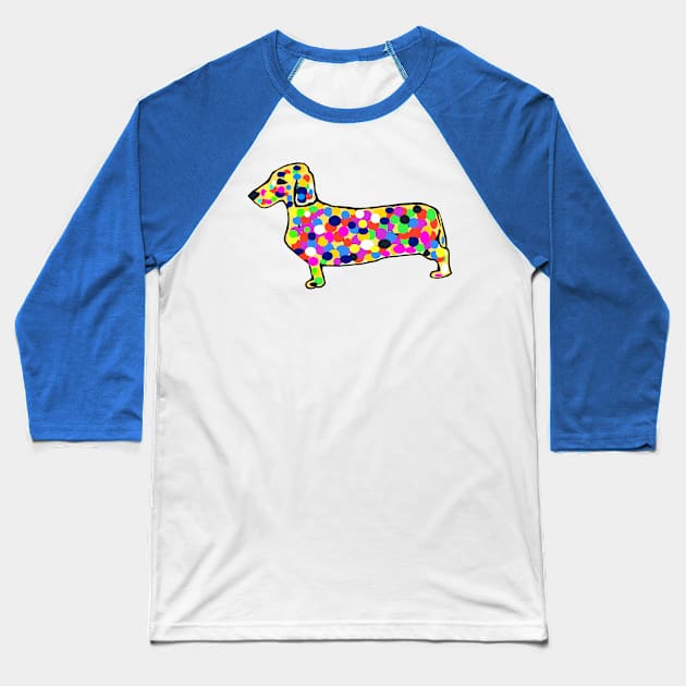 Daschund Mosaic Dots Dog Baseball T-Shirt by Michelle Le Grand